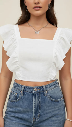 Bustier Volants Blanc - Vue face