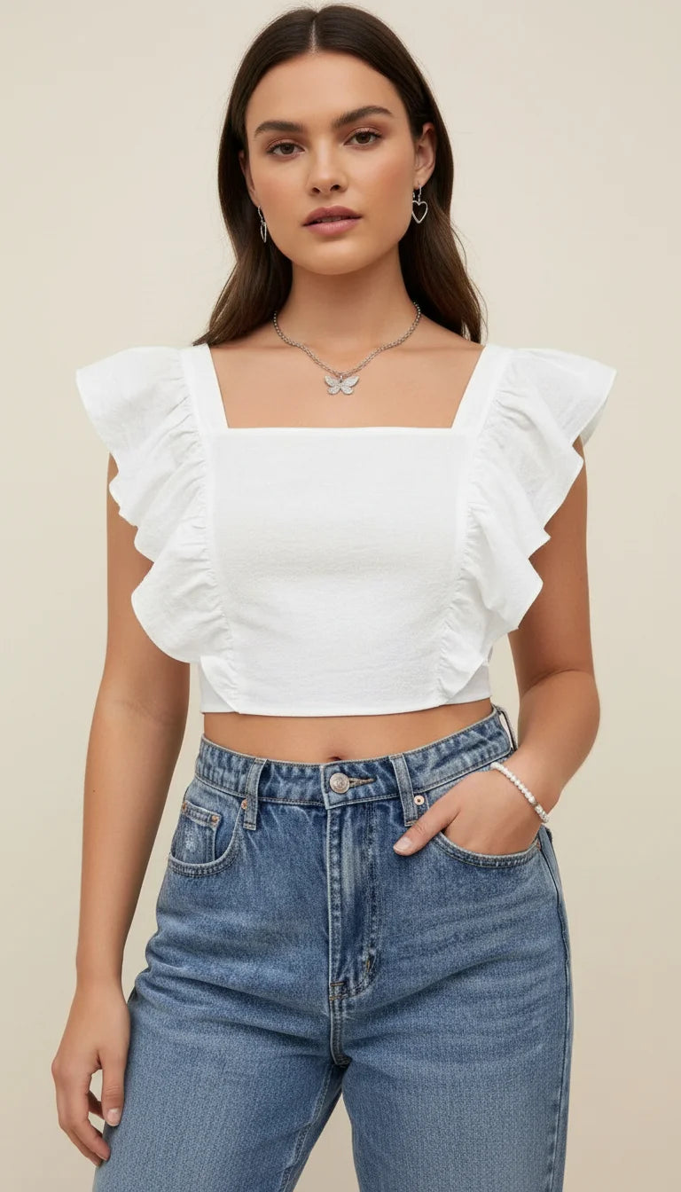 Bustier Volants Blanc - Vue principale