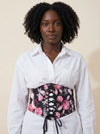 Ceinture Corset à Fleurs Roses