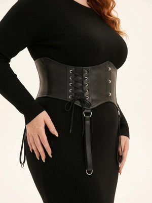 Ceinture Corset à Lacets Noire - Vue profil (plus-size)