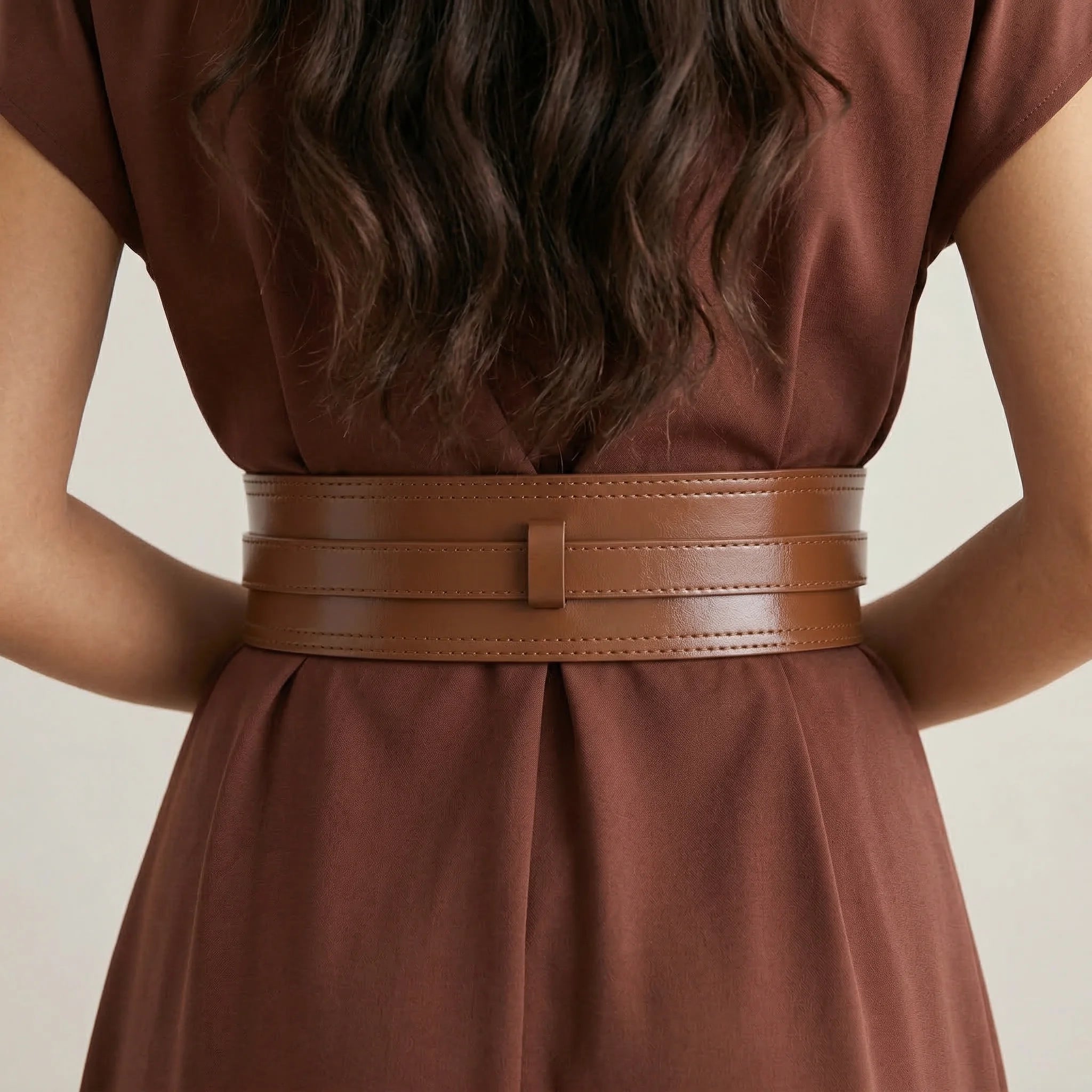 Ceinture Corset Asymétrique Marron - Vue dos (moyenne)