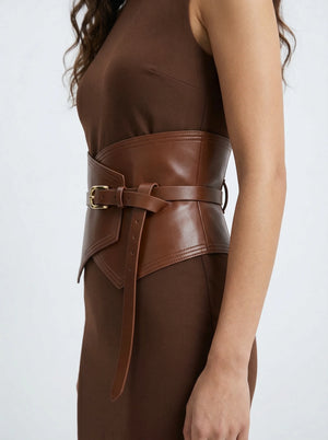 Ceinture Corset Asymétrique Marron - Vue profil (moyenne)