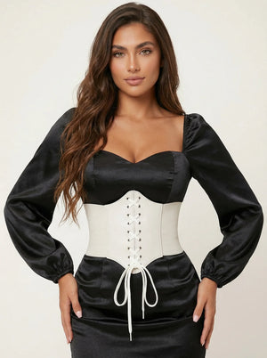 Ceinture Corset Blanche à Lacets - Vue principale (moyenne)