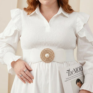 Ceinture Corset Blanche à Perle - Vue face (plus-size)