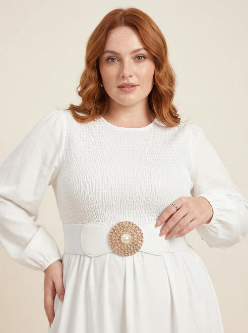 Ceinture Corset Blanche à Perle - Vue principale (plus-size)