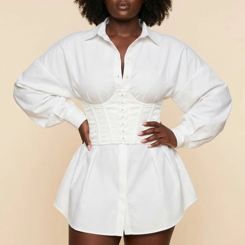 Ceinture Corset Blanche - Vue face (curvy)