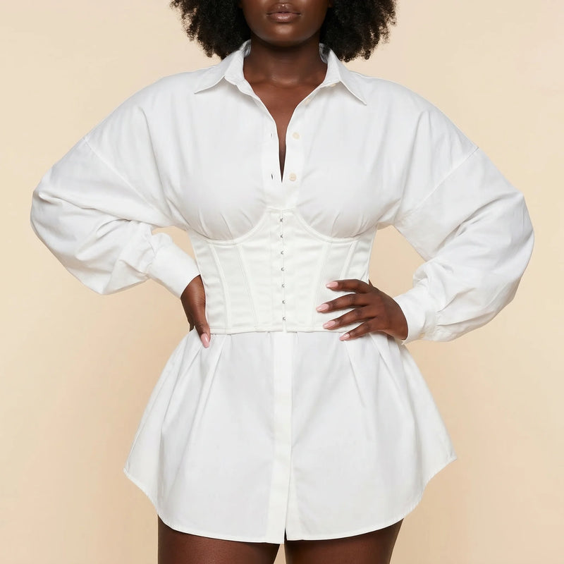 Ceinture Corset Blanche - Vue face (curvy)