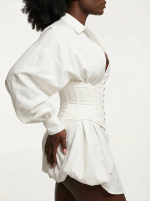Ceinture Corset Blanche - Vue profil (curvy)