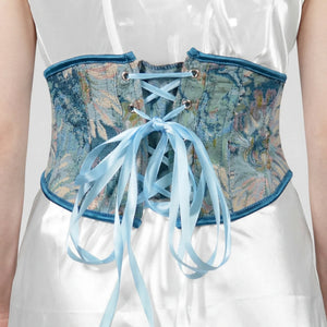 Ceinture Corset Bleue Fleurie - Vue dos (petite)