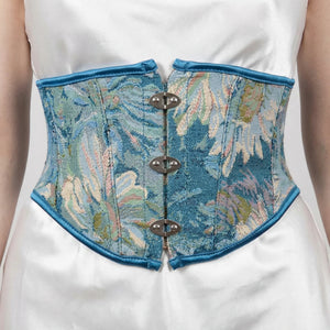 Ceinture Corset Bleue Fleurie - Vue face (petite)