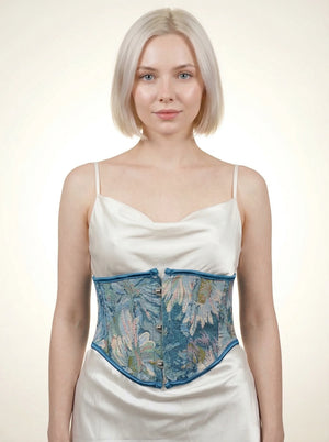 Ceinture Corset Bleue Fleurie - Vue principale (petite)