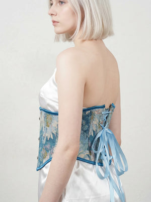 Ceinture Corset Bleue Fleurie - Vue profil (petite)