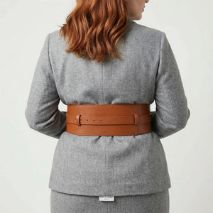 Ceinture Corset Cuir Marron - Vue dos (plus-size)
