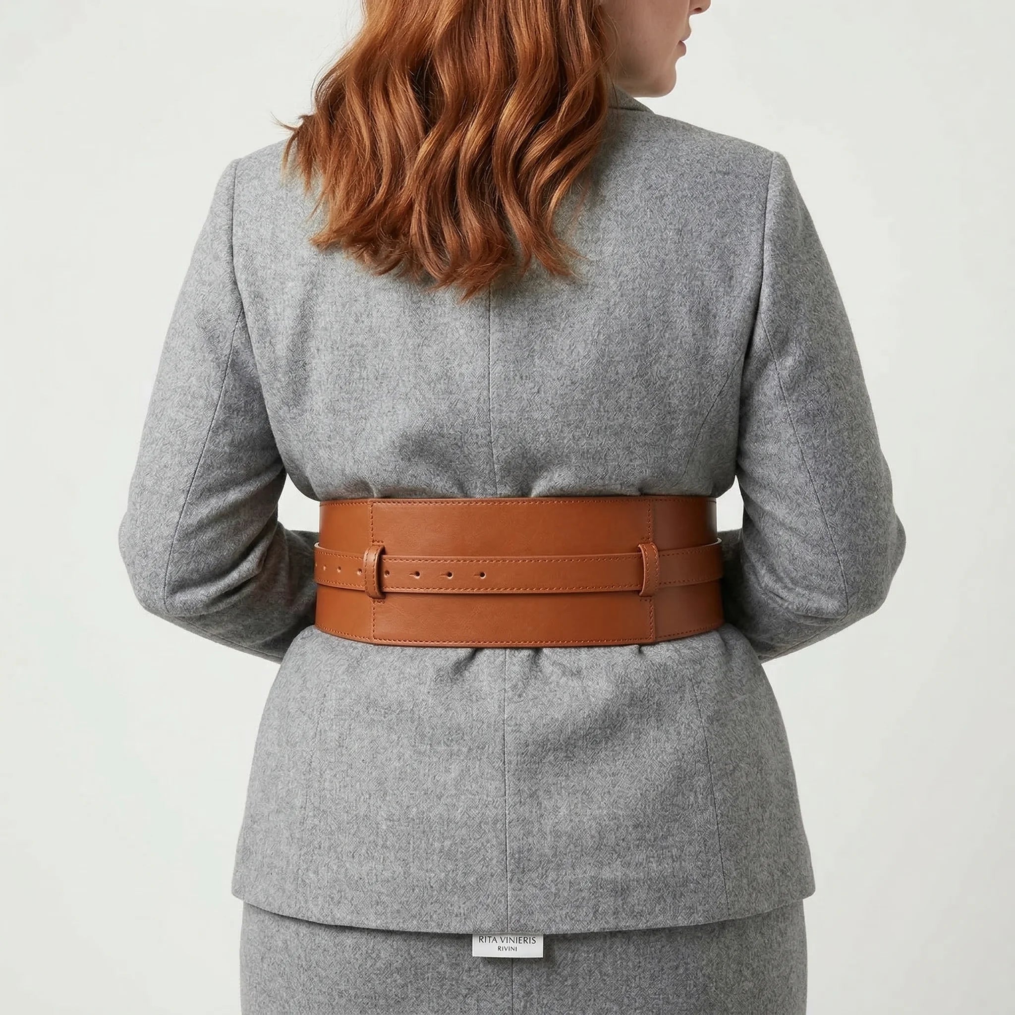 Ceinture Corset Cuir Marron - Vue dos (plus-size)
