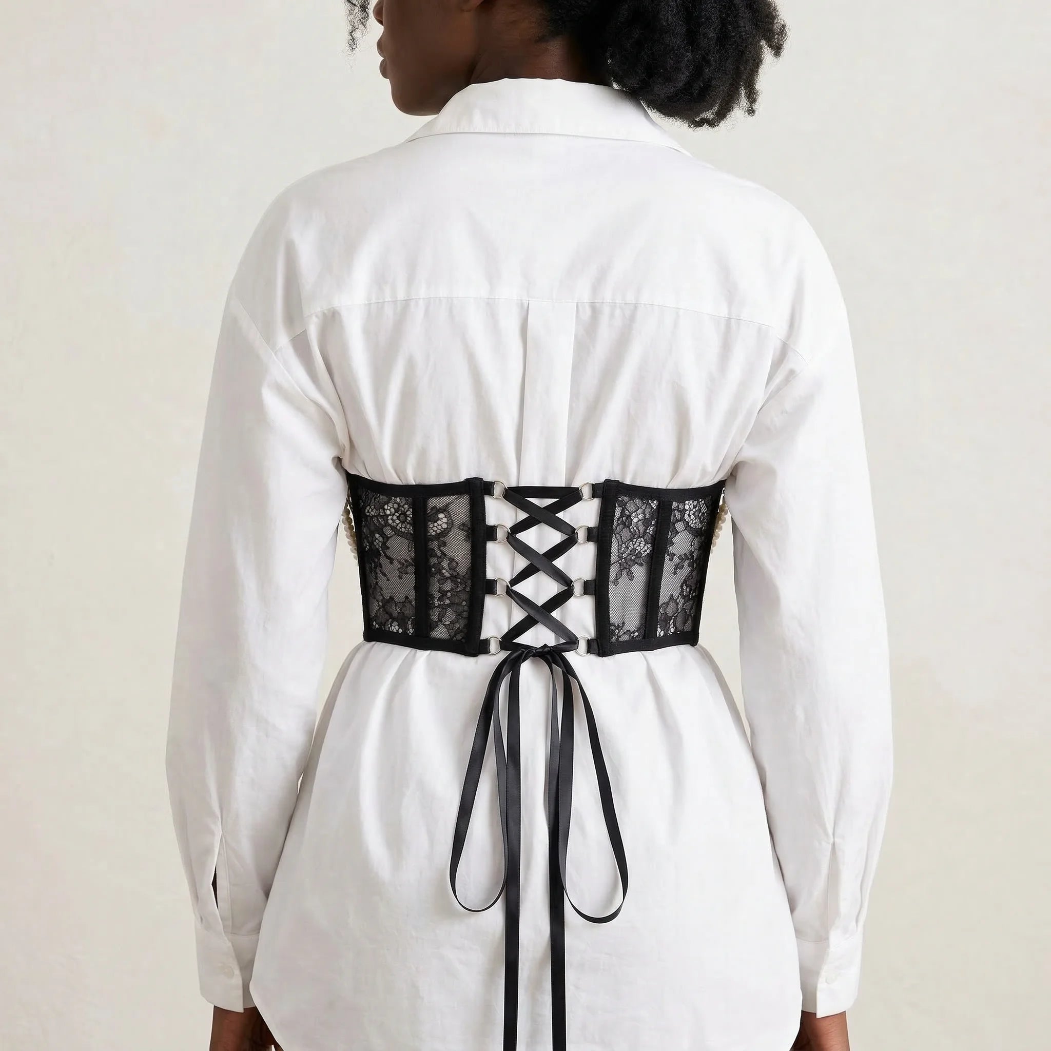 Ceinture Corset Dentelle et Perles - Vue dos (curvy)