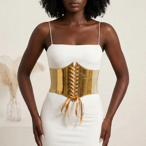 Ceinture Corset Dorée - Vue face (curvy)