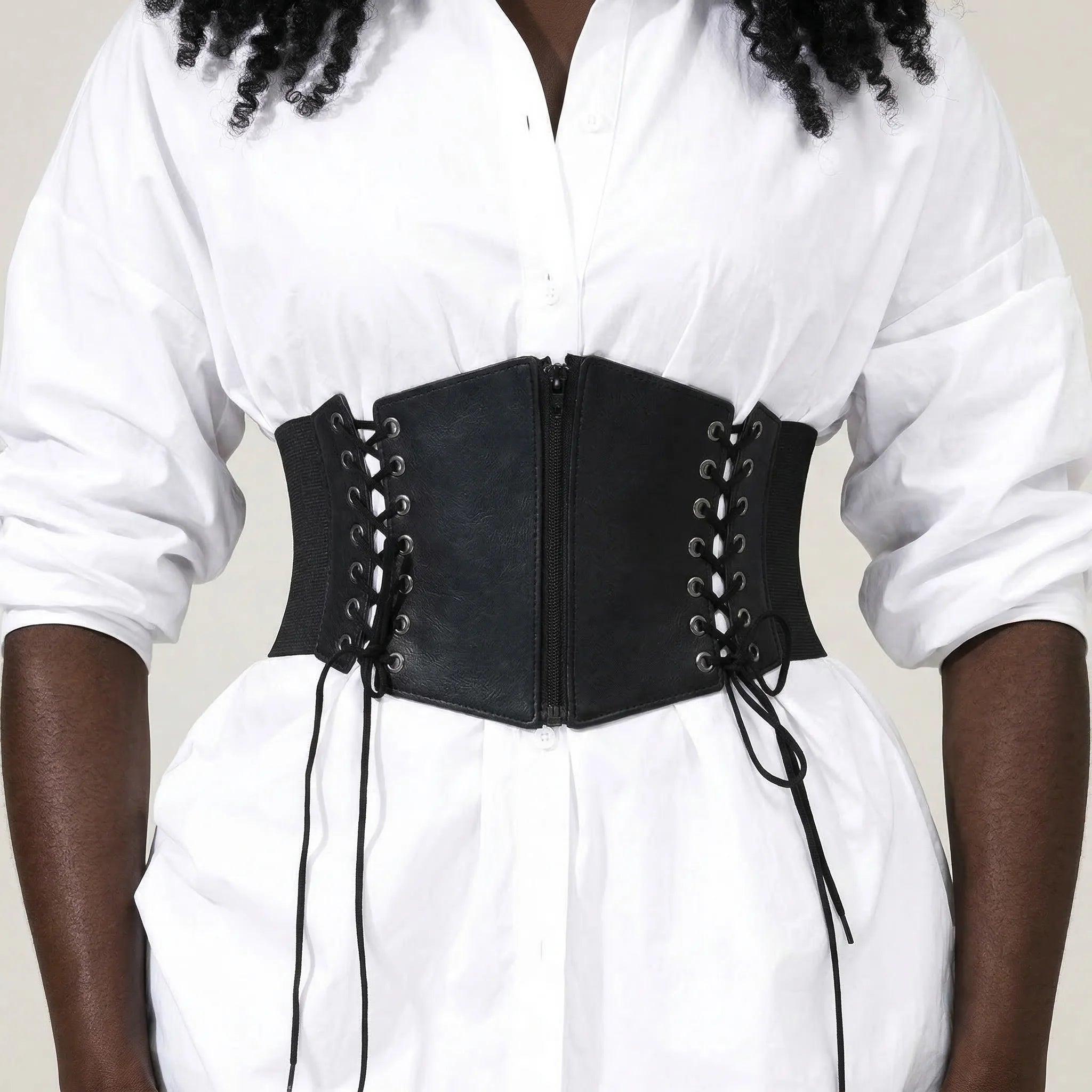 Ceinture Corset Élastique à Lacets - Vue face (curvy)