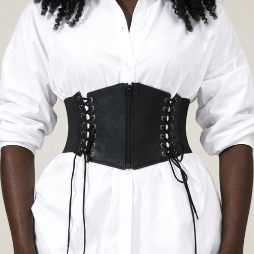 Ceinture Corset Élastique à Lacets - Vue face (curvy)