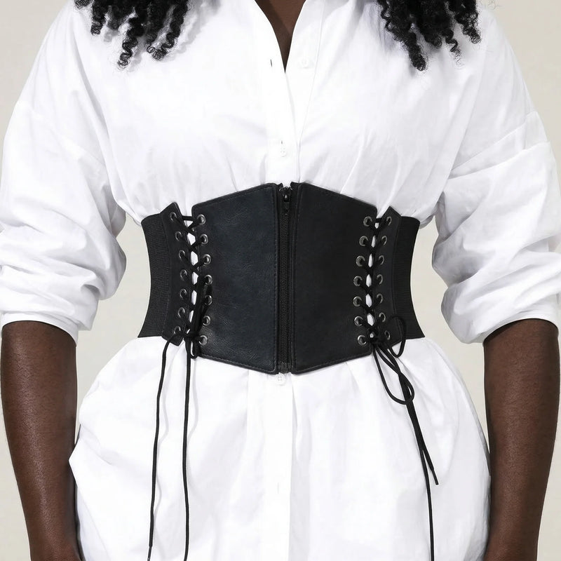 Ceinture Corset Élastique à Lacets - Vue face (curvy)