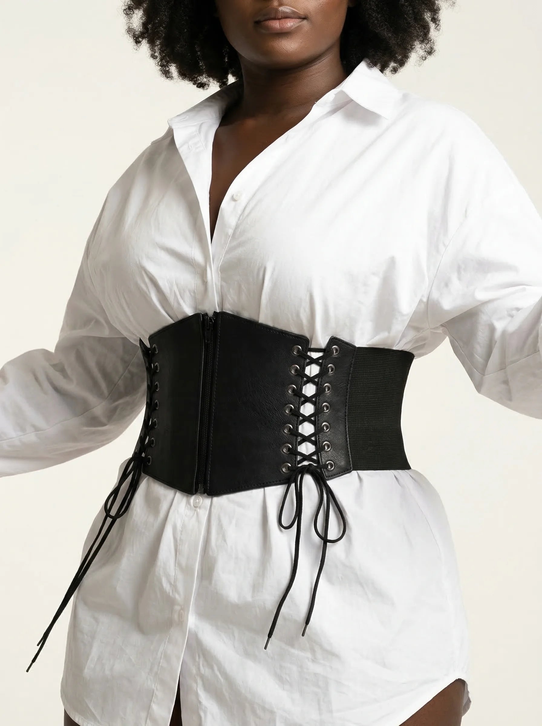 Ceinture Corset Élastique à Lacets - Vue mouvement (curvy)