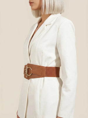 Ceinture Corset Élastique Marron - Vue profil (petite)