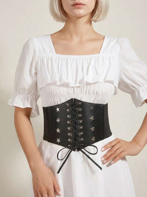 Ceinture Corset Élastique Noire - Vue principale (petite)