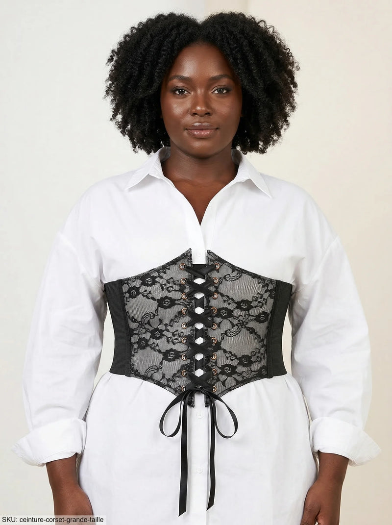 Ceinture Corset en Dentelle Noire - Vue principale (curvy)
