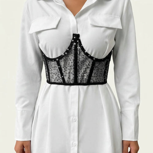 Ceinture Corset en Tulle Brodé - Vue face (petite)