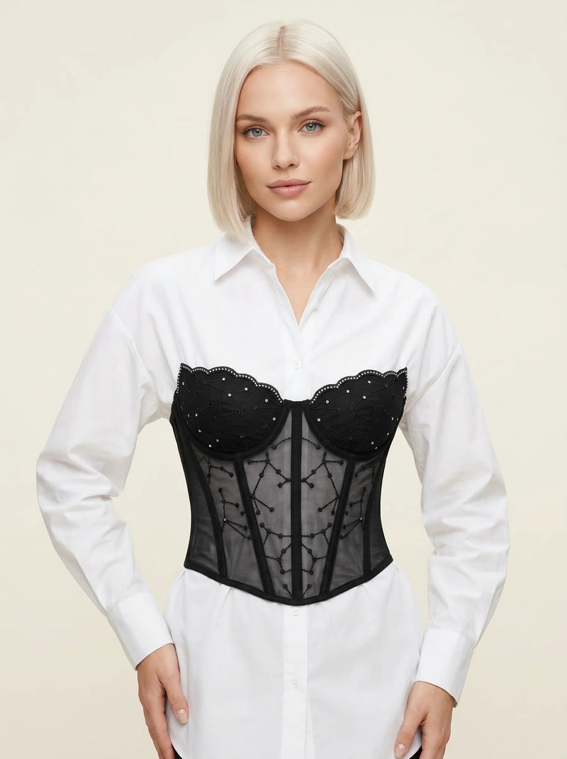 Ceinture Corset en Tulle Brodé - Vue principale (petite)