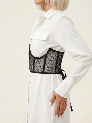 Ceinture Corset en Tulle Brodé - Vue profil (petite)