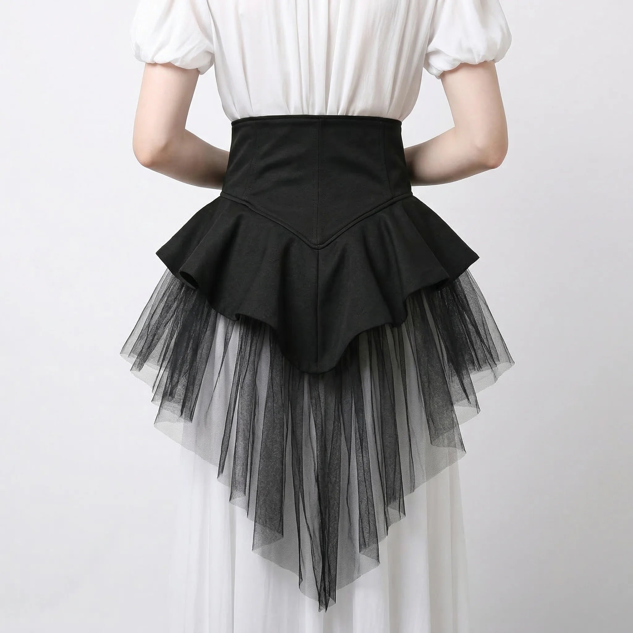 Ceinture Corset en Tulle Noir - Vue dos (petite)