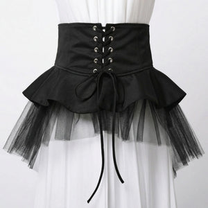 Ceinture Corset en Tulle Noir - Vue face (petite)