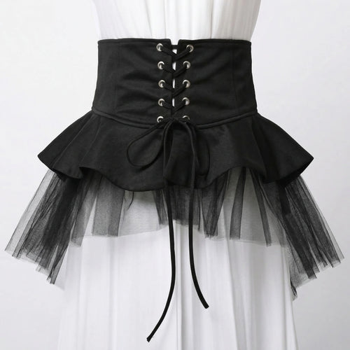 Ceinture Corset en Tulle Noir - Vue face (petite)