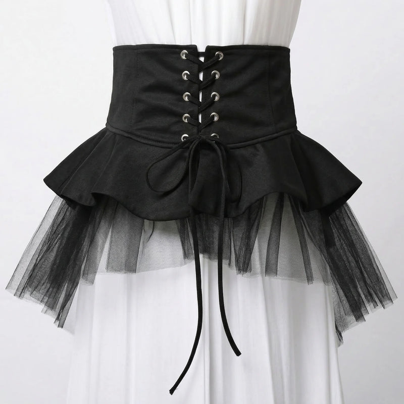 Ceinture Corset en Tulle Noir - Vue face (petite)