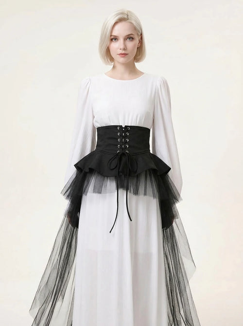 Ceinture Corset en Tulle Noir - Vue principale (petite)