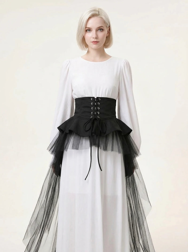 Ceinture Corset en Tulle Noir - Vue principale (petite)