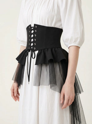 Ceinture Corset en Tulle Noir - Vue profil (petite)