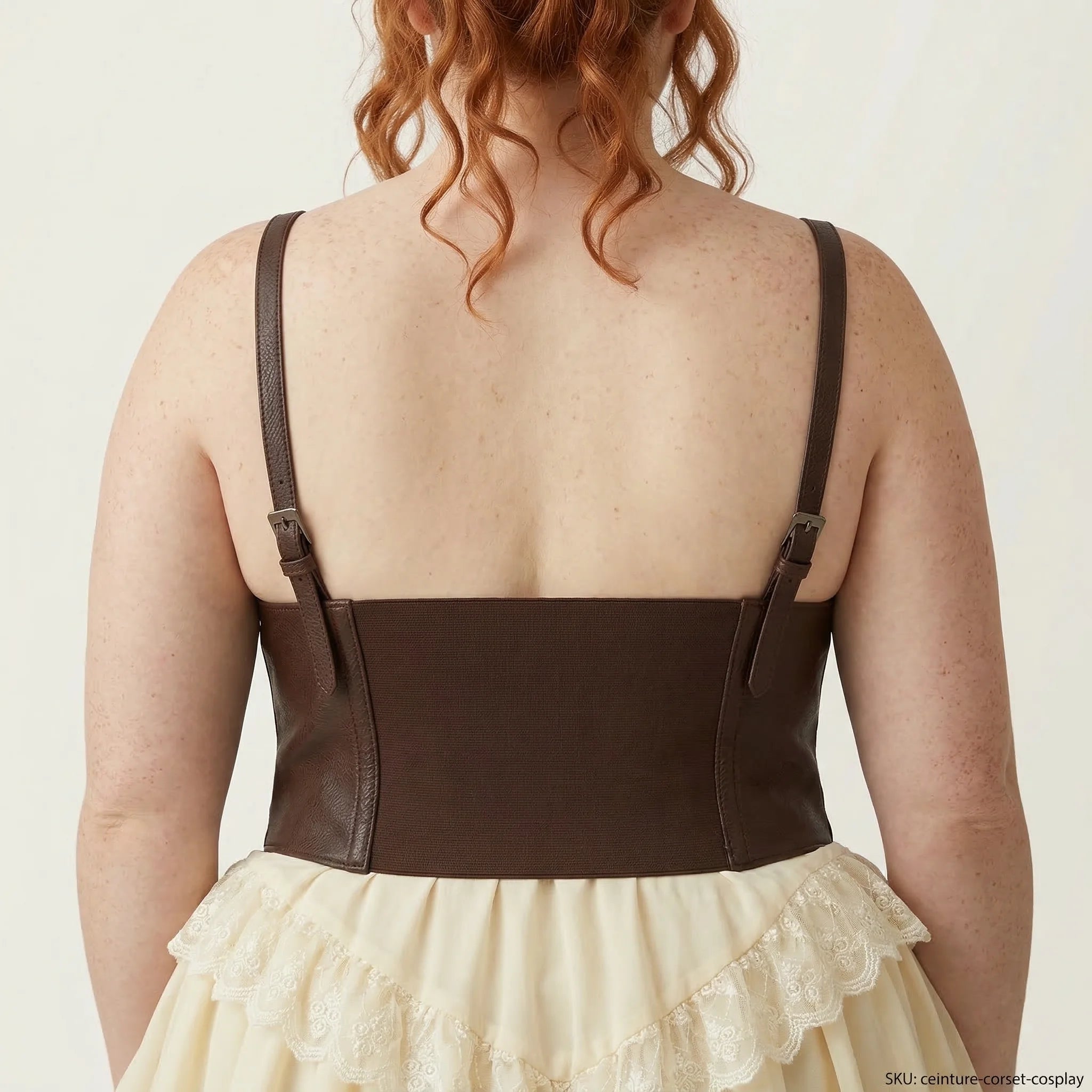 Ceinture Corset Marron à Bretelles - Vue dos (plus-size)