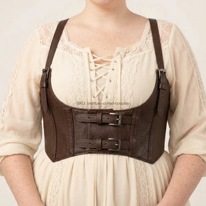 Ceinture Corset Marron à Bretelles - Vue face (plus-size)