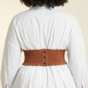 Ceinture Corset Marron à Lacets - Vue dos (curvy)