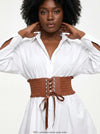 Ceinture Corset Marron à Lacets