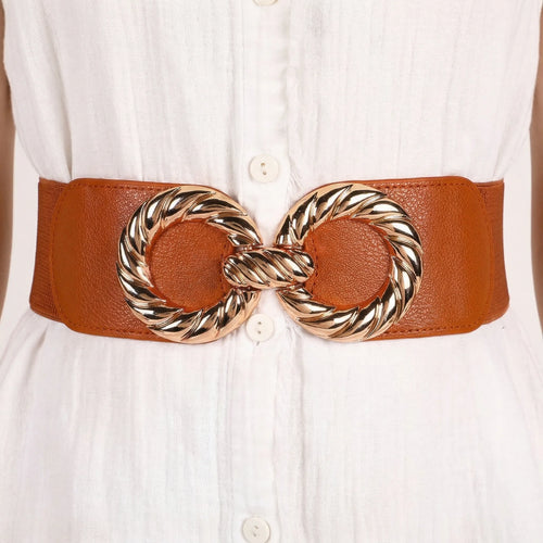 Ceinture Corset Marron Bouclée - Vue face (petite)