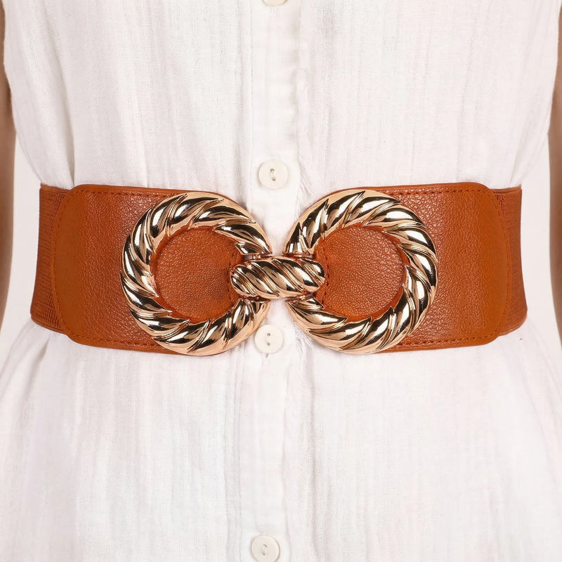 Ceinture Corset Marron Bouclée - Vue face (petite)