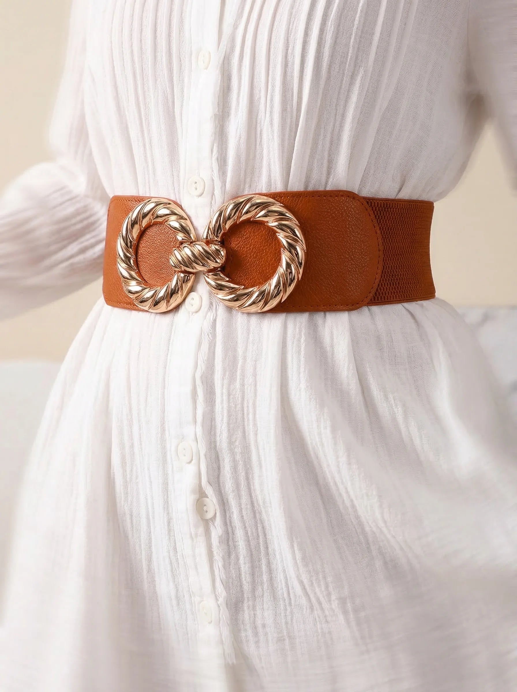 Ceinture Corset Marron Bouclée - Vue mouvement (petite)