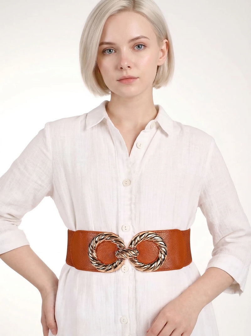 Ceinture Corset Marron Bouclée - Vue principale (petite)
