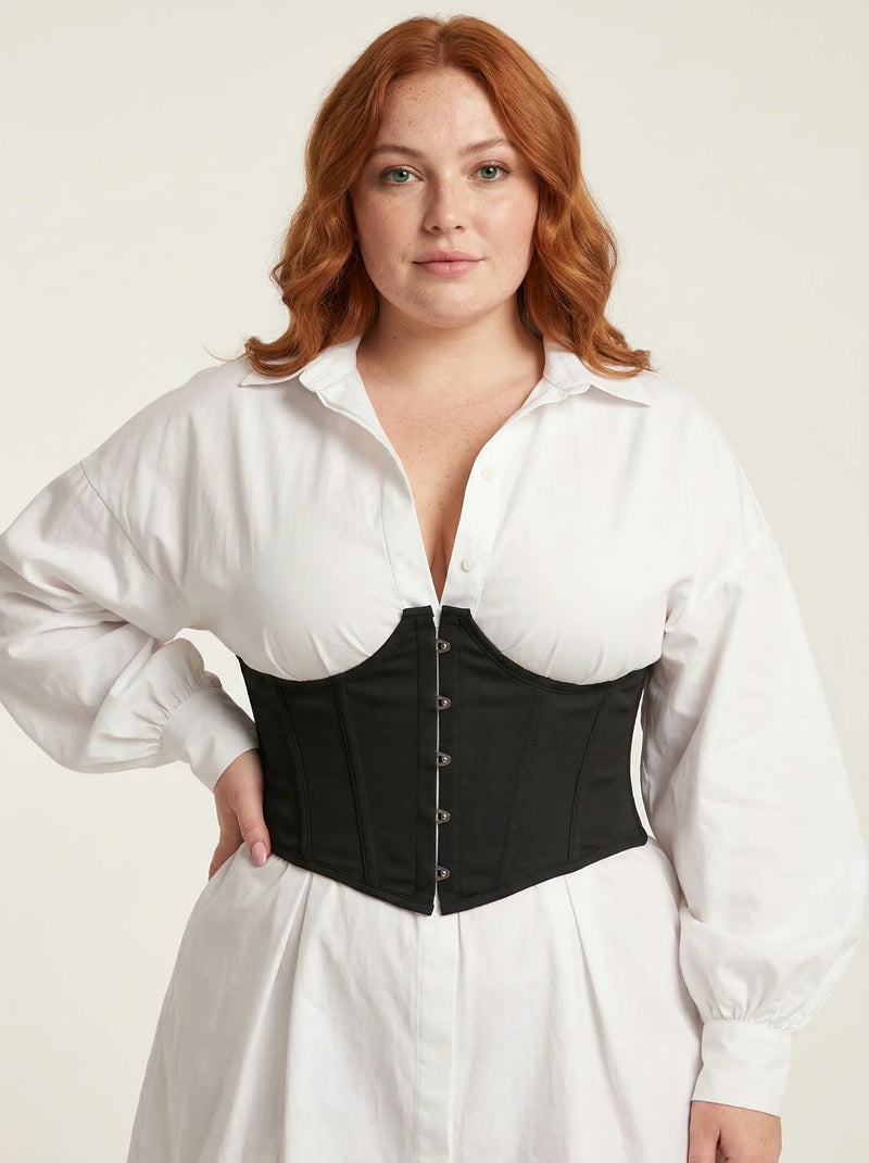 Ceinture Corset Noire à Agrafes - Vue principale (plus-size)
