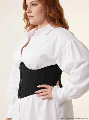 Ceinture Corset Noire à Agrafes - Vue profil (plus-size)