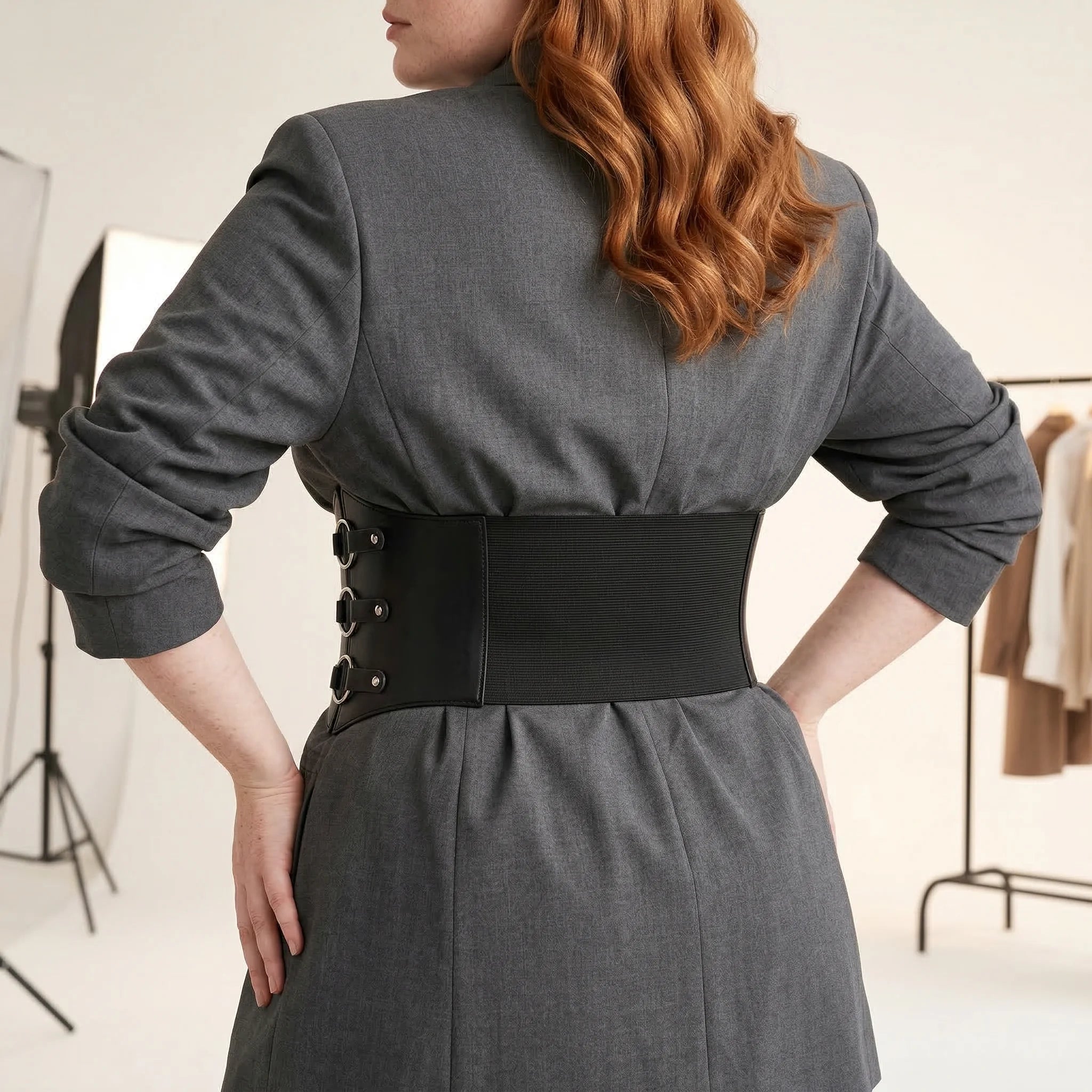 Ceinture Corset Noire à Anneaux - Vue dos (plus-size)