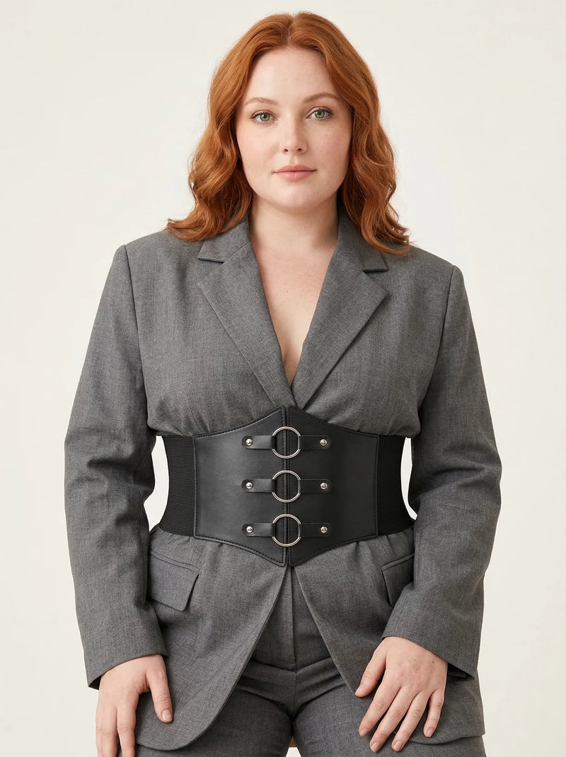 Ceinture Corset Noire à Anneaux - Vue principale (plus-size)