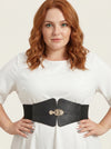 Ceinture Corset Noire à Boucle Dorée